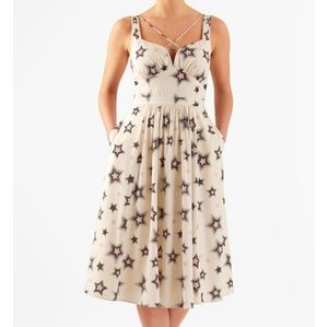 Eshakti Star Print Sweetheart Empire Crepe Dress